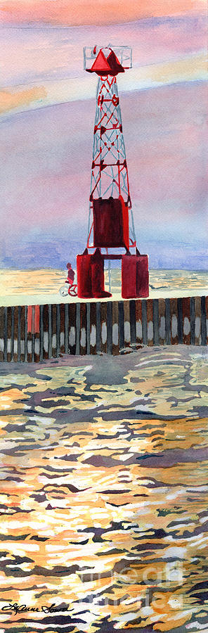 Pentwater South Pier Painting by LeAnne Sowa