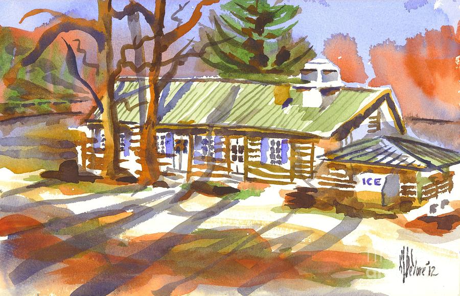 Penuel Lodge in Winter Sunlight Painting by Kip DeVore
