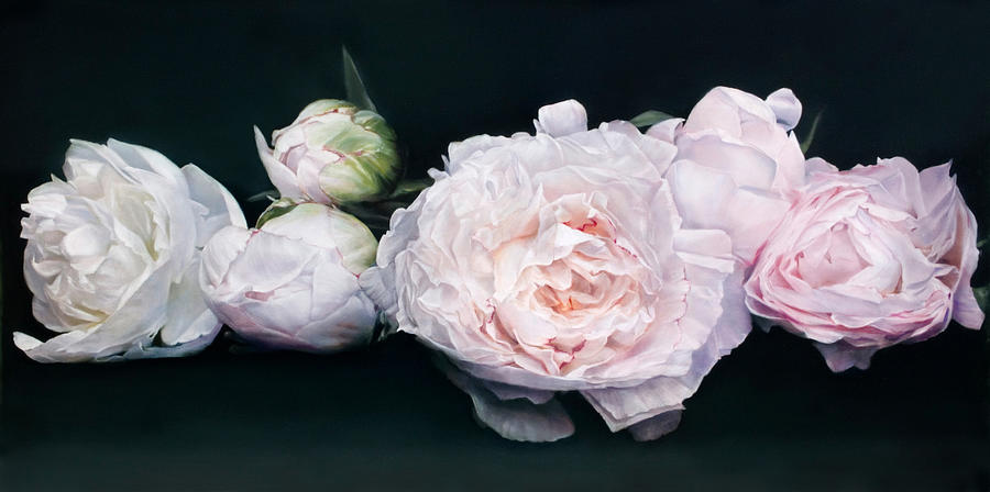 Flower Painting - Peonies Caprice 91 x 121cm by Thomas Darnell
