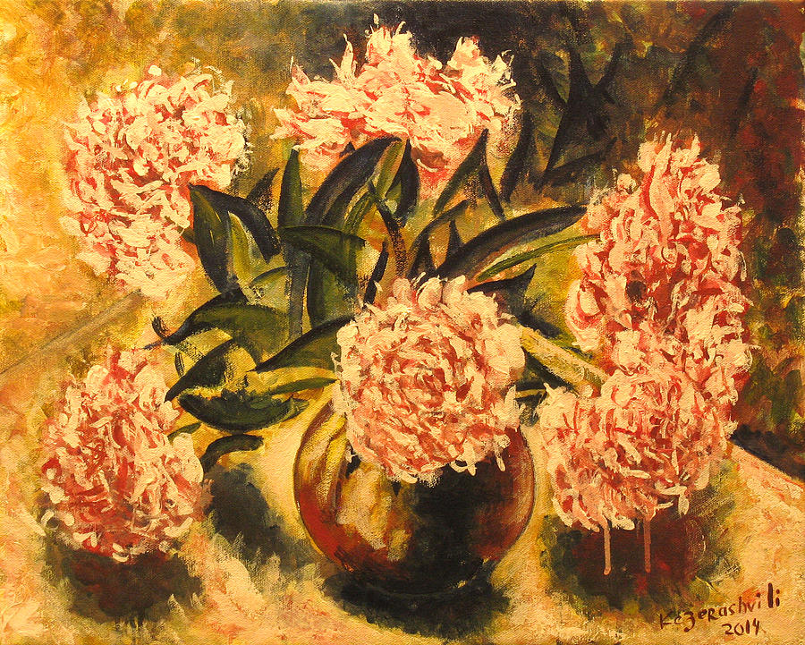 Flower Painting - Peonies by Vladimir Kezerashvili