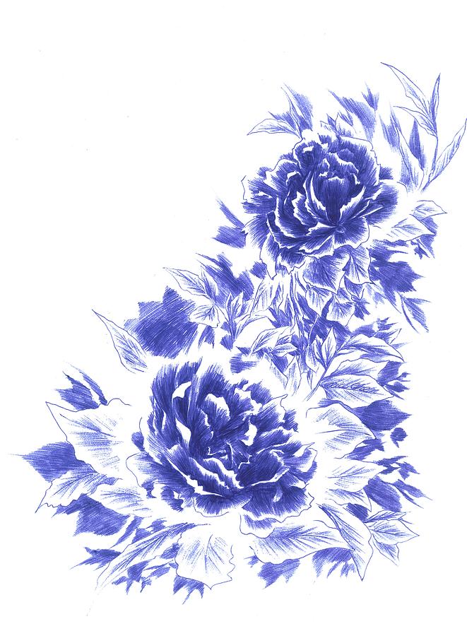 Peony Drawing by Alice Chen