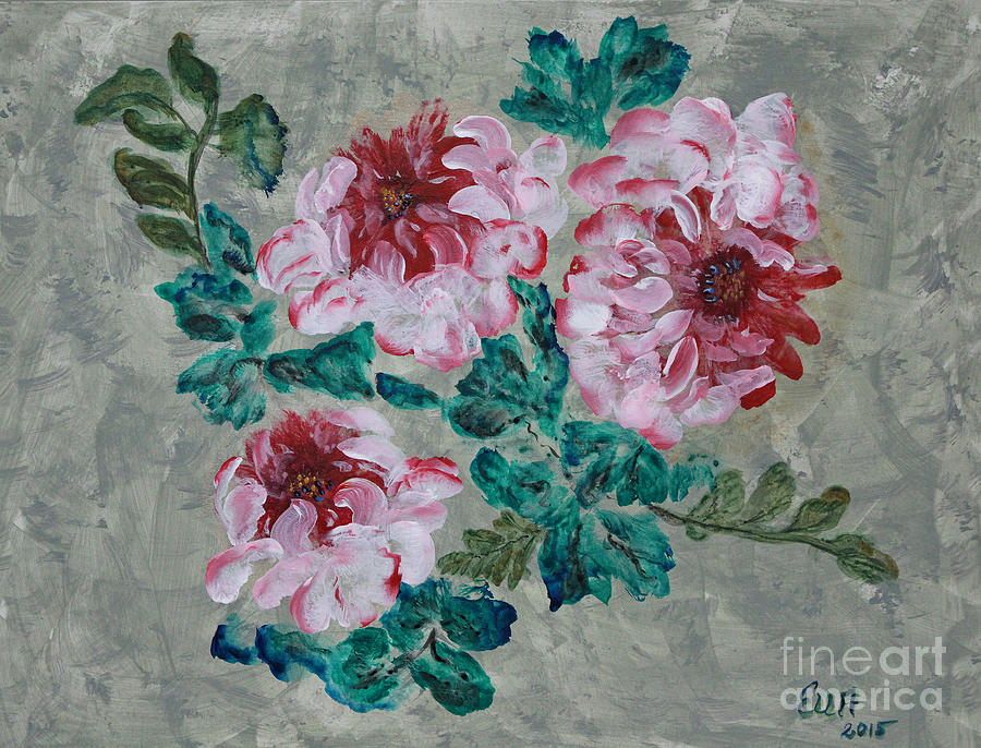 Peony Blossoms Floral Garden Art Walk Painting by Ella Kaye Dickey