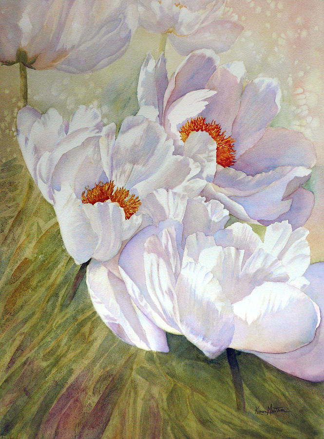 Peony Party  Painting by Karen Mattson