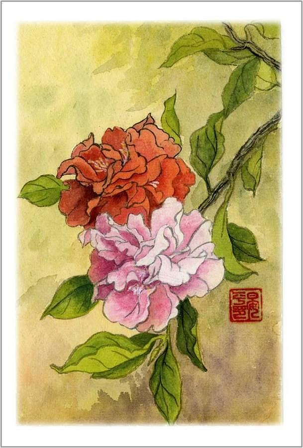 Peony Painting by Ping Yan