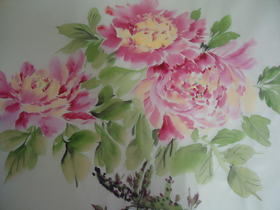 Watercolor Flower Painting - Peony015 by Dongling Sun