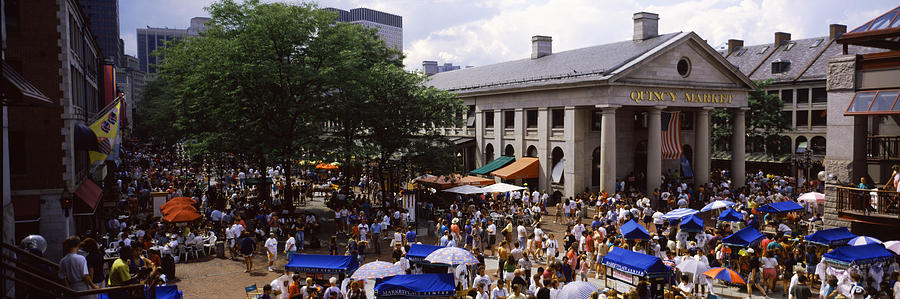 Architecture Photograph - People At A Market, Quincy Market by Panoramic Images