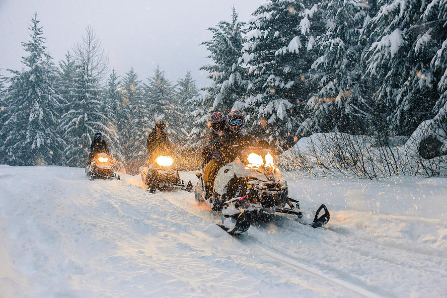 People Driving Snowmobiles, Callaghan Photograph by Alex Eggermont People Driving Snowmobiles, Callaghan Photograph by Alex Eggermont
