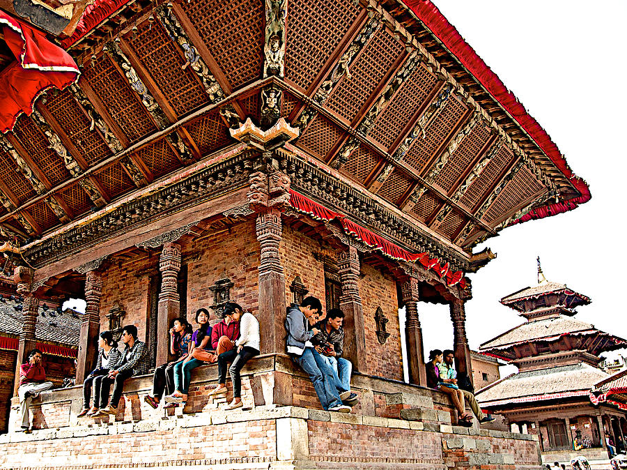 Nepal Photograph - People Hangout in  Kathmandu Durbar Square-Nepal     by Ruth Hager