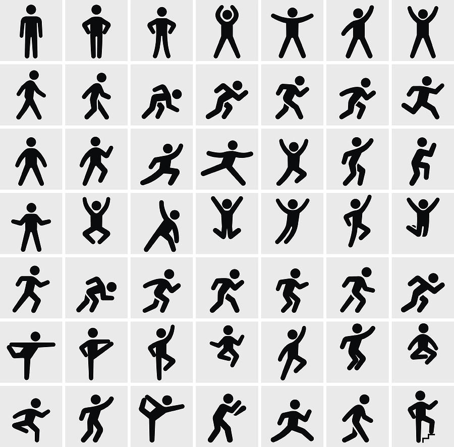 People in motion Active Lifestyle Vector Icon Set Drawing by Bubaone