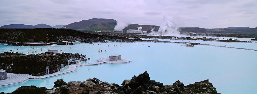 Nature Photograph - People In The Hot Spring, Blue Lagoon by Panoramic Images