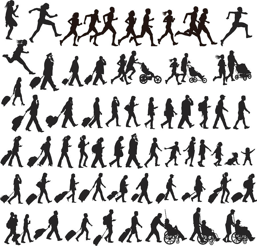 People Moving - walking, running, traveling, crawling, jogging, exercising, talking Drawing by KeithBishop