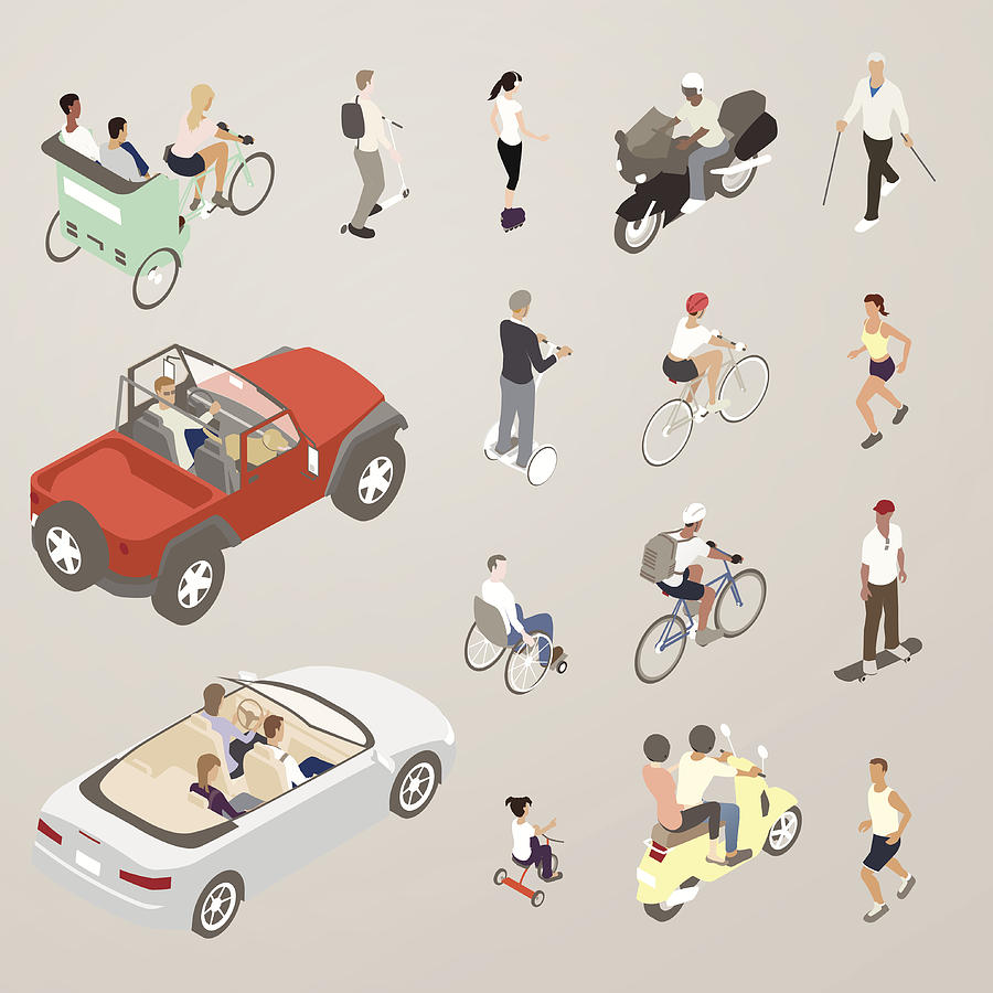 People on the Go - Flat Icons Illustration Drawing by Mathisworks
