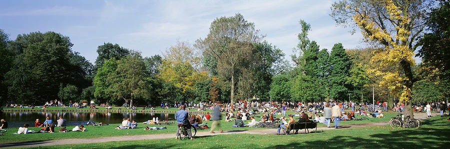 Nature Photograph - People Relaxing In The Park, Vondel by Panoramic Images