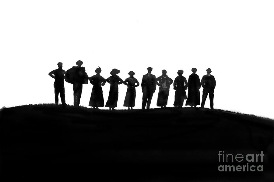 People Photograph - People Silhouette On A Hill Circa 1920 by Monterey County Historical Society