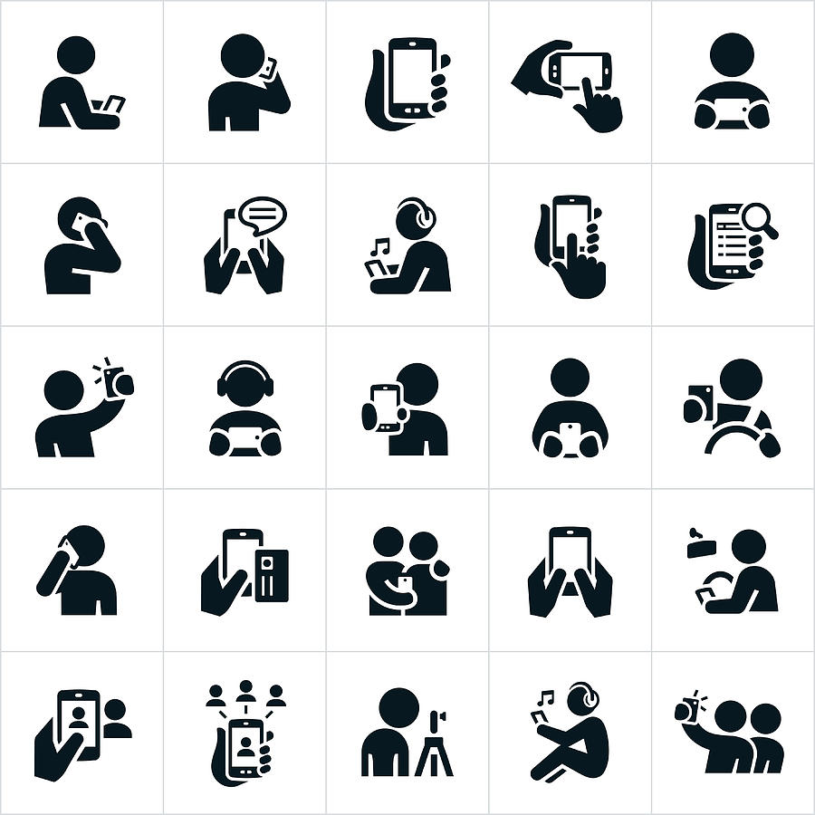 People Using Smartphones Icons Drawing by Appleuzr