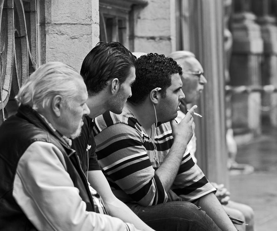 People watching at Grand Place Photograph by David Freuthal