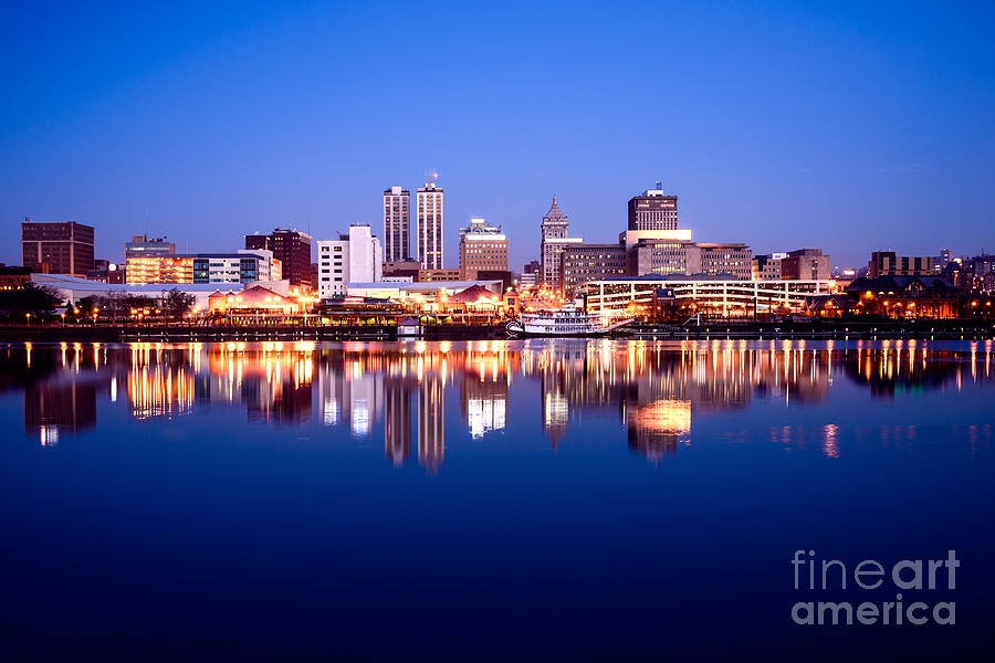 Peoria Illinois Skyline At Night Photograph by Paul Velgos