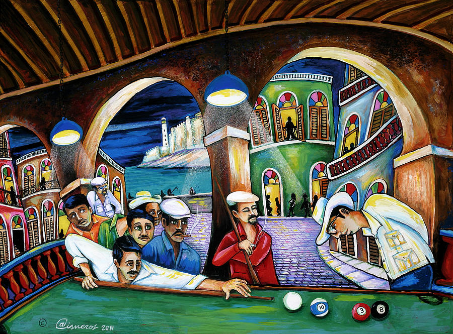 Billiards Painting - Pepitos Billiards by Arturo Cisneros