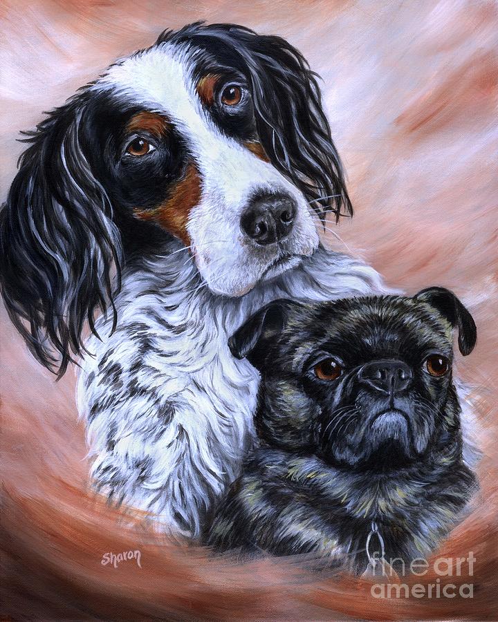 Pepper and Pug Painting by Sharon Molinaro