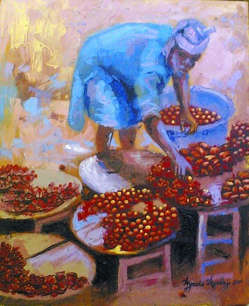 Ayodeji Painting - Pepper Market  by Ayodeji Ayeola