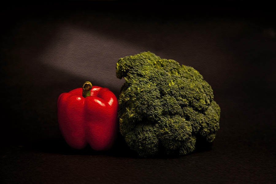 Broccoli Photograph - Pepper and Broccoli by Peter Tellone