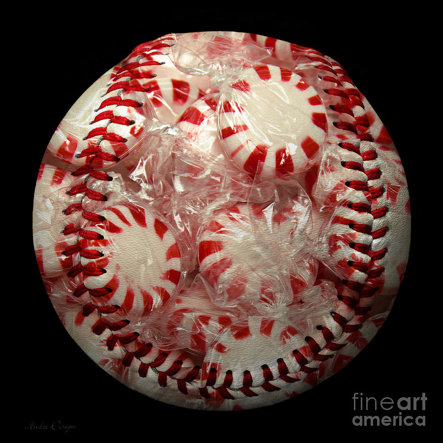 Peppermint Candy Baseball Square Photograph by Andee Design