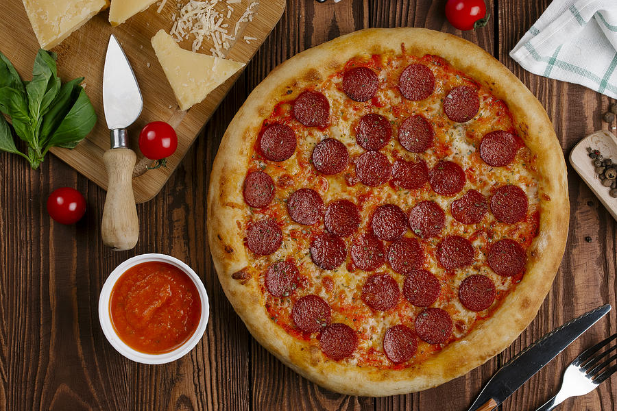 Pepperoni pizza with ingredients Photograph by Aleksandr Kuzmin