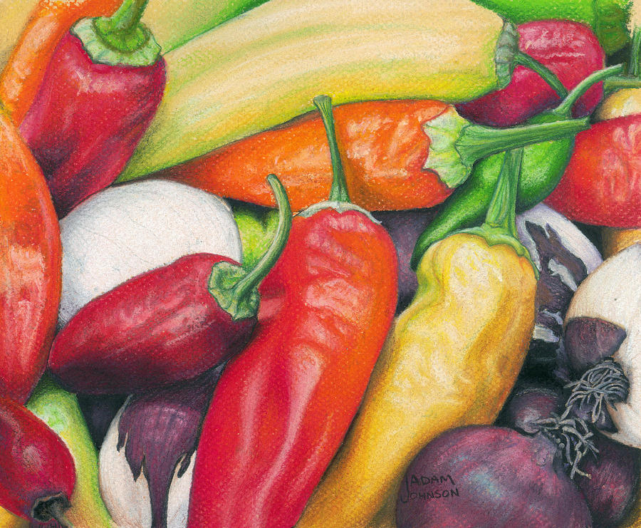 Peppers and Onions Painting by Adam Johnson