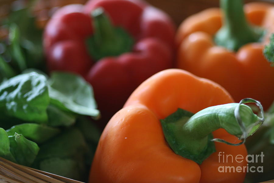 Peppers Bright Red and Orange Photograph by Sandra Clark