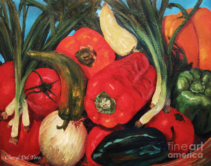 Peppers Painting by Cheryl Del Toro