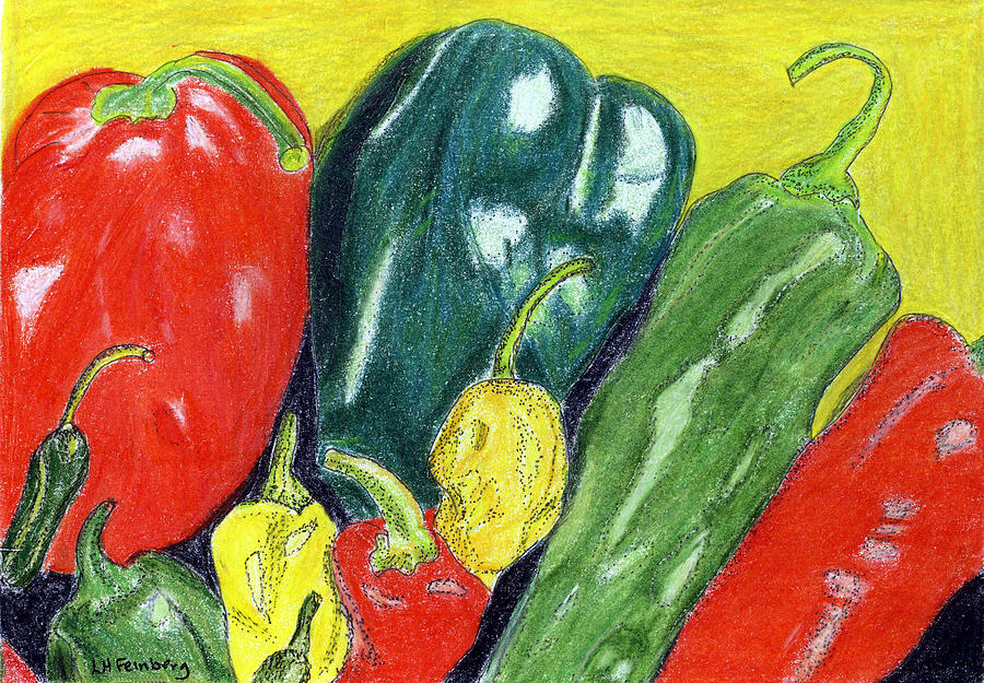 Peppers Painting by Linda Feinberg