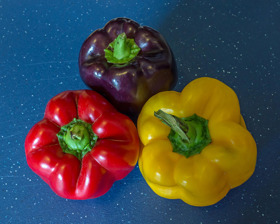 Garden Photograph - Peppers on Cutting Board by Photographic Arts And Design Studio