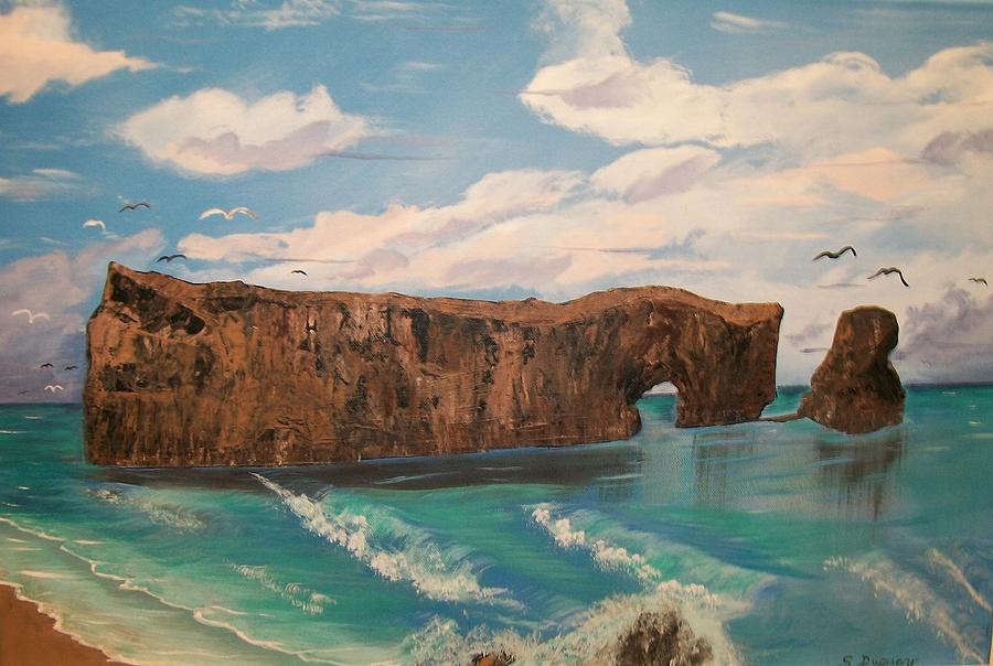 Perce Rock Gaspe  Quebec Painting by Sharon Duguay