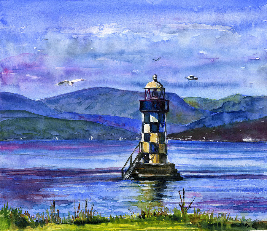 Perch Lighthouse Glasgow Scotland Painting by John D Benson