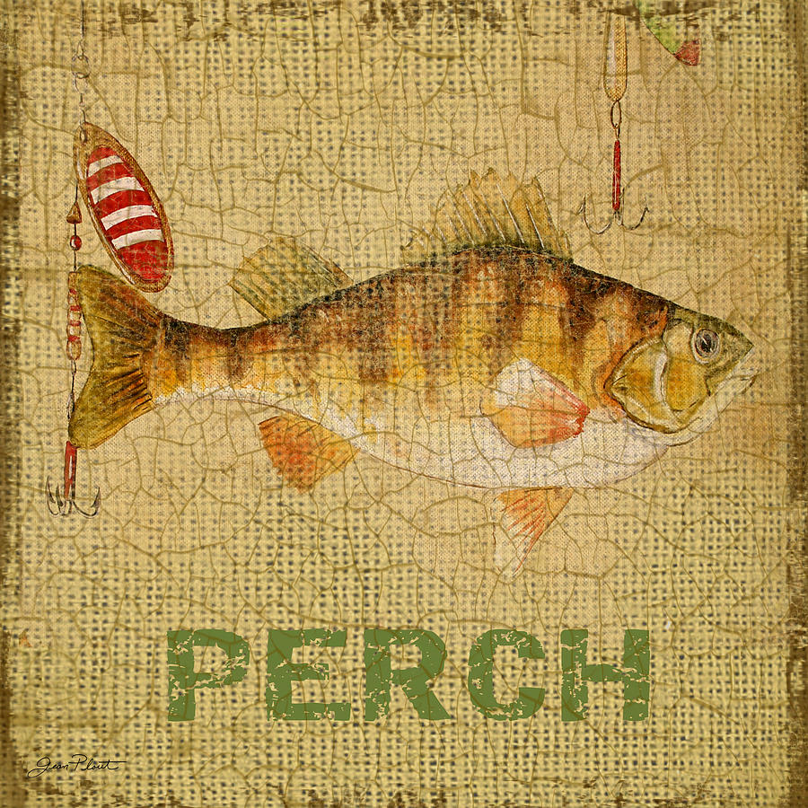 Perch on Burlap Painting by Jean Plout