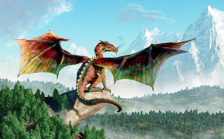 Perched Dragon Digital Art by Daniel Eskridge