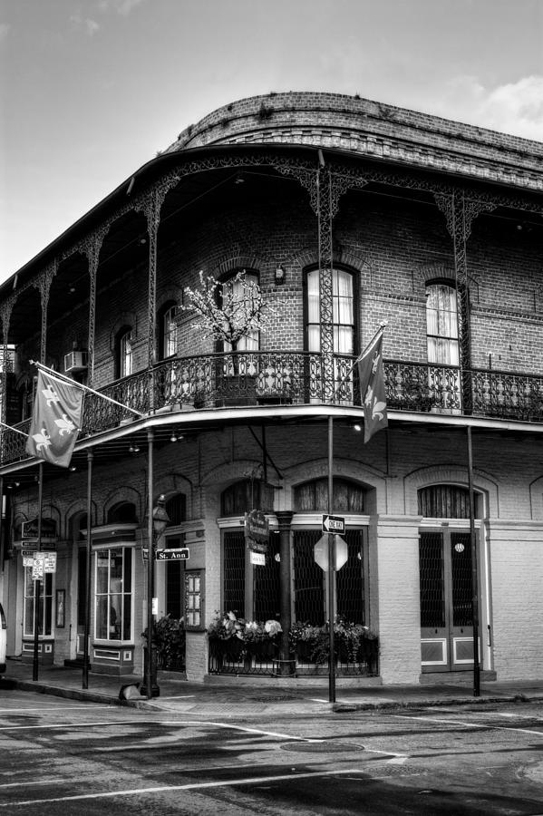 New Orleans Photograph - Pere Antoine Restaurant in Black and White by Greg and Chrystal Mimbs