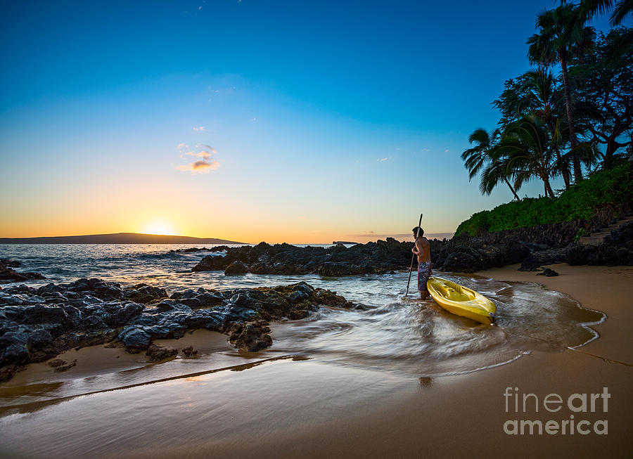 Sunset Photograph - Perfect Ending - beautiful and secluded Secret Beach in Maui by Jamie Pham