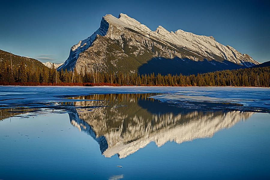 Perfect Reflection of Rundle Mountain Photograph by Levin Rodriguez