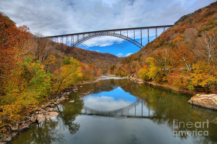 National Parks Photograph - Perfect Reflections Of The New River Gorge Bridge by Adam Jewell