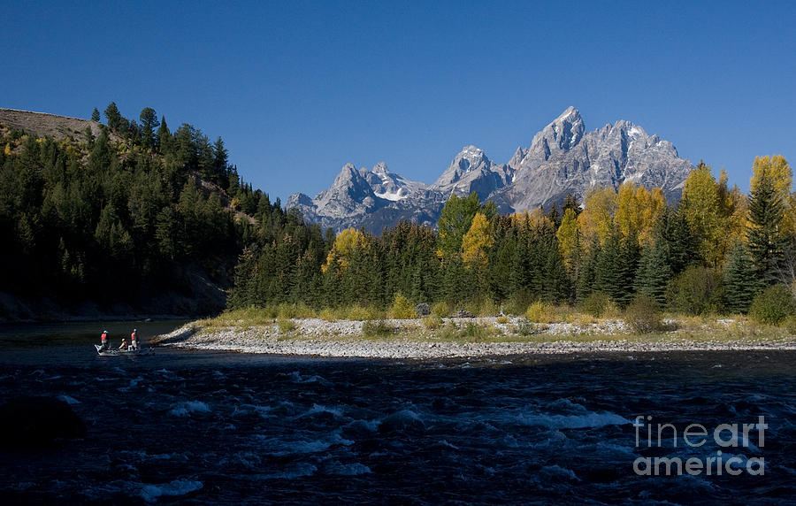 Perfect Spot for Fishing with Grand Teton Vista Photograph by Karen Lee Ensley