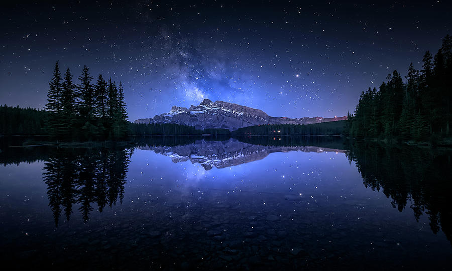 Banff Photograph - Perfect Two Jack Lake Reflection by Jes??s M. Garc??a