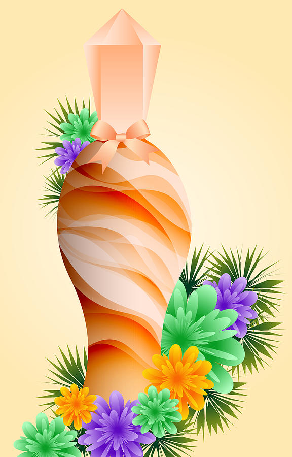 Flower Digital Art - Perfume Bottle and Flowers by Toots Hallam