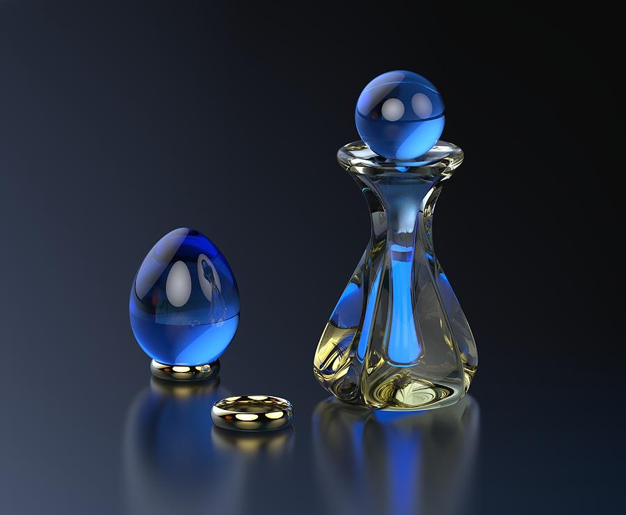 Perfume Bottle - Hint of Blue Digital Art by Hakon Soreide