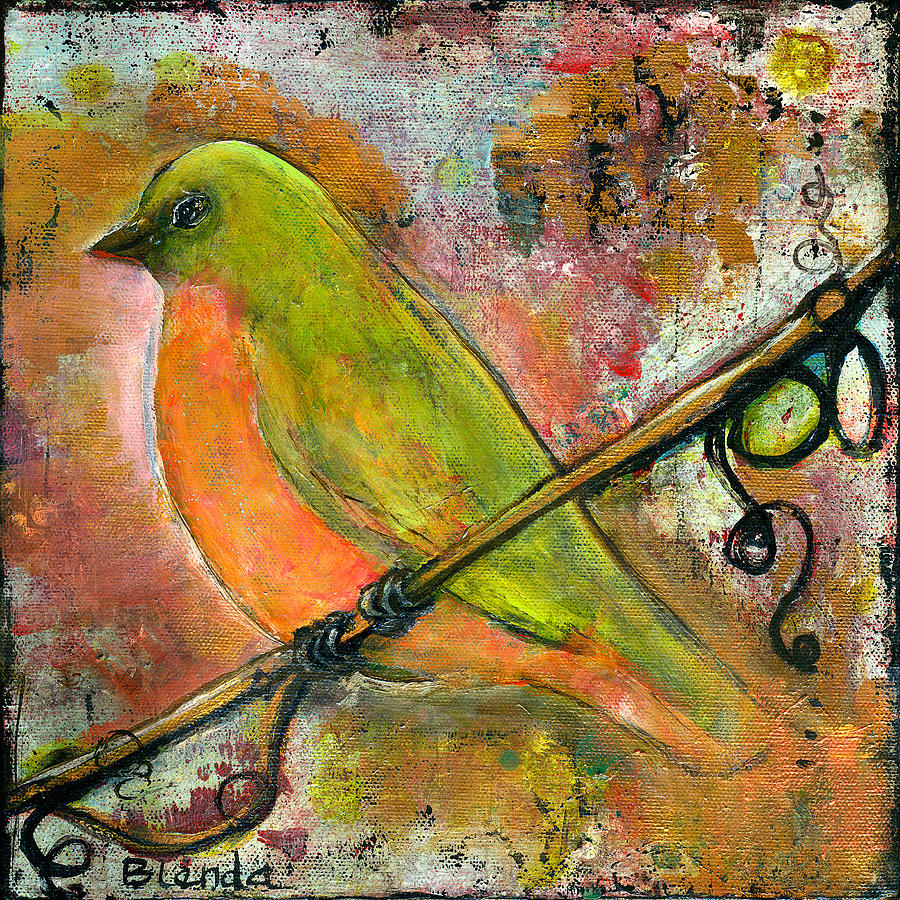 Bird Painting - Peridot Bird by Blenda Studio