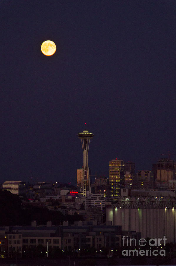Perigee Moon Seattle Photograph by Louise Magno