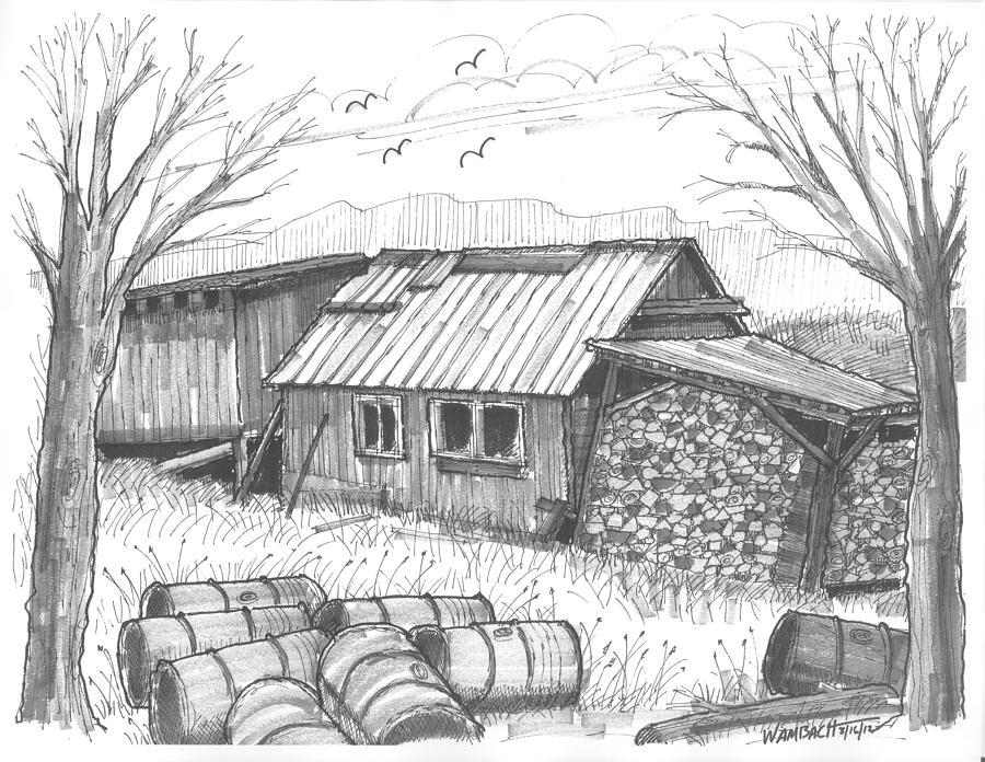 Perkins Maple Sugar House Drawing by Richard Wambach
