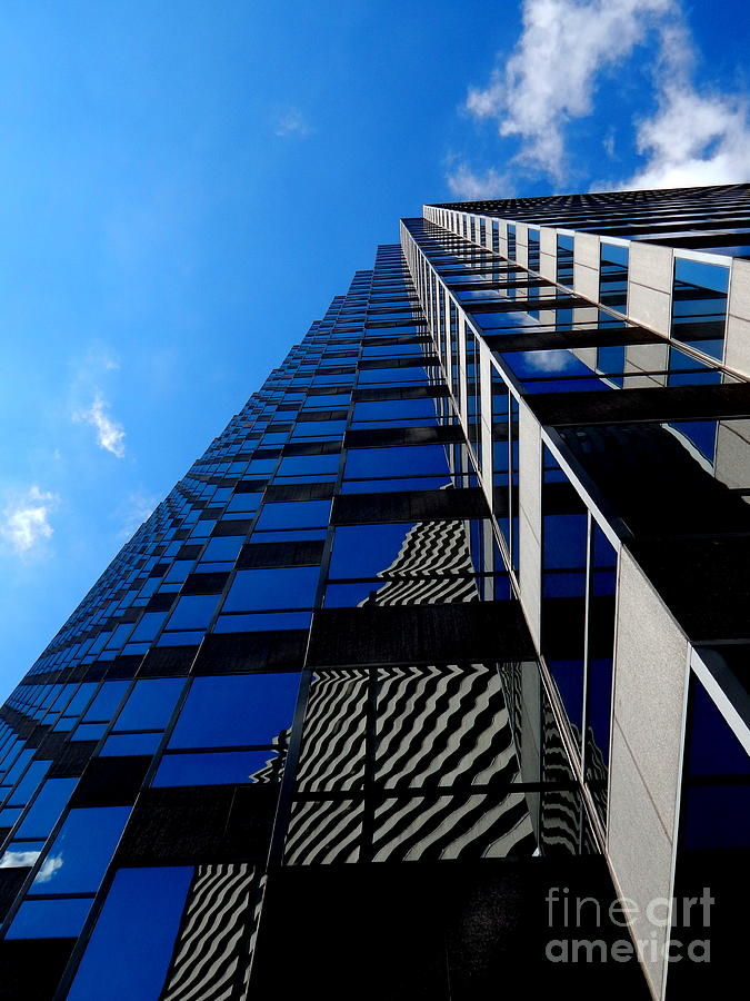 Skyscraper Office Tower Perpendicular Abstract Blues Photograph by Michael Hoard