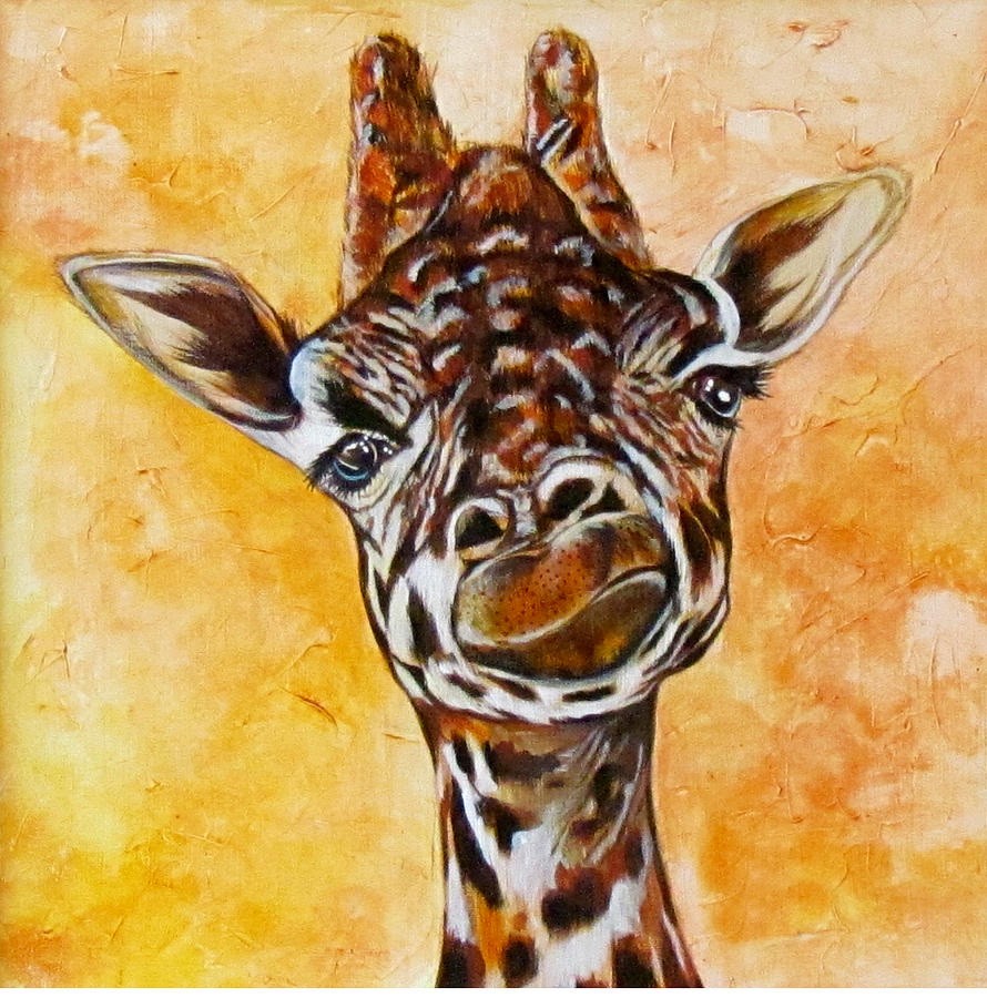 Perplexed Giraffe Painting By Susan Duxter 