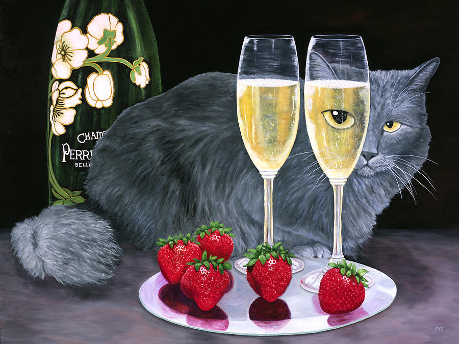 Perrier Jouet et Le Chat Painting by Karen Zuk Rosenblatt Perrier Jouet et Le Chat Painting by Karen Zuk Rosenblatt